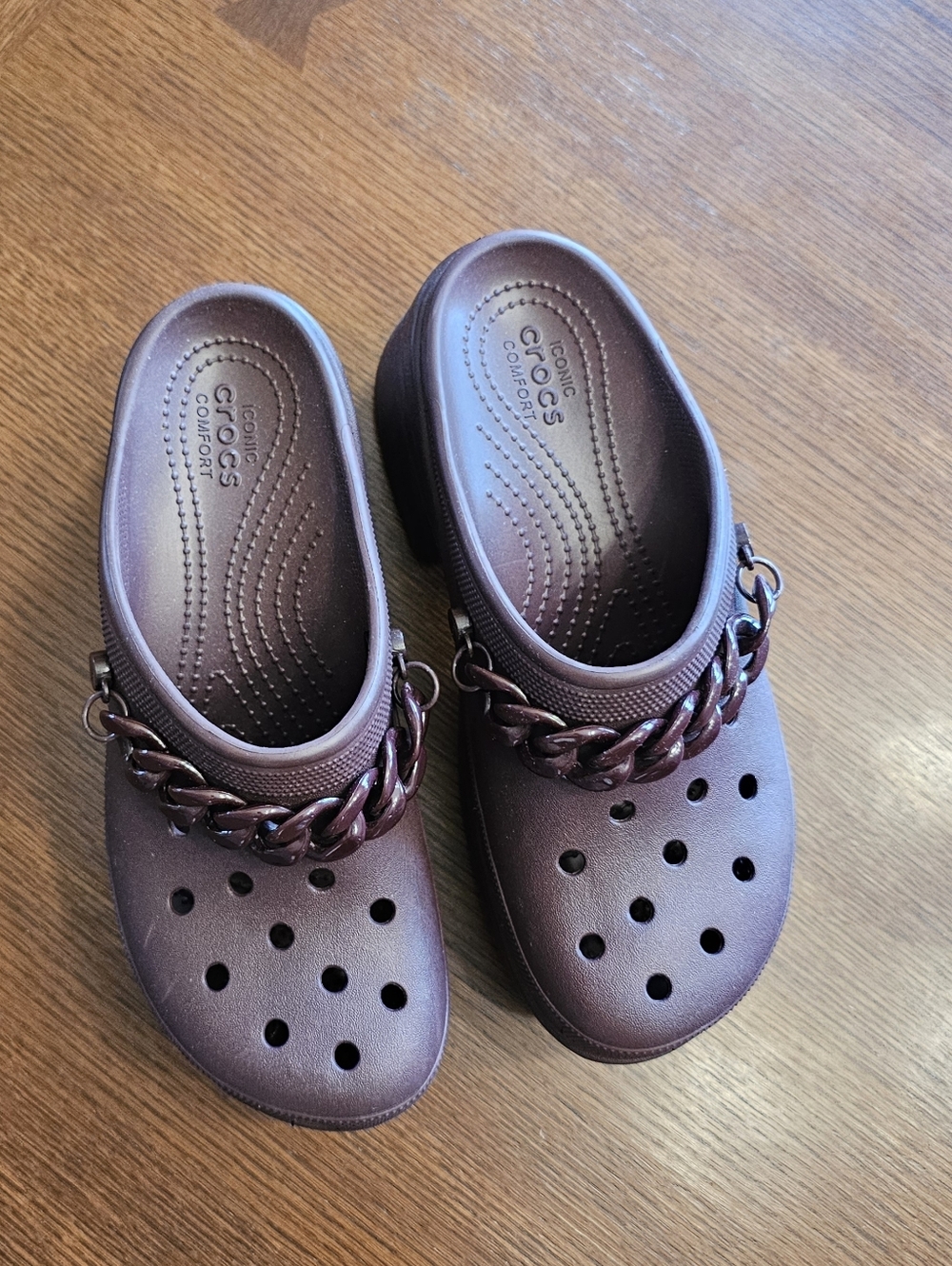 Crocs Siren Chain Heels Dark Cherry Size 10 - Picture 2 of 16